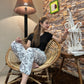 Luxe Cotton Trousers - Grey Flowers