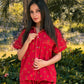 Premium Pima Cotton Button-Down Printed Shirt & PJ Set - Red