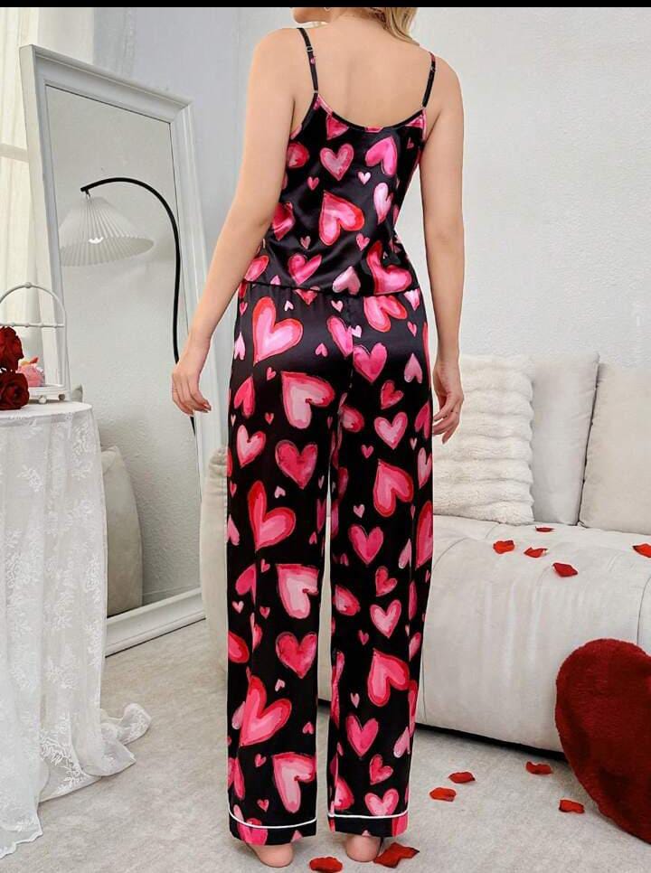 Red & Black Hearts Cami with Trouser