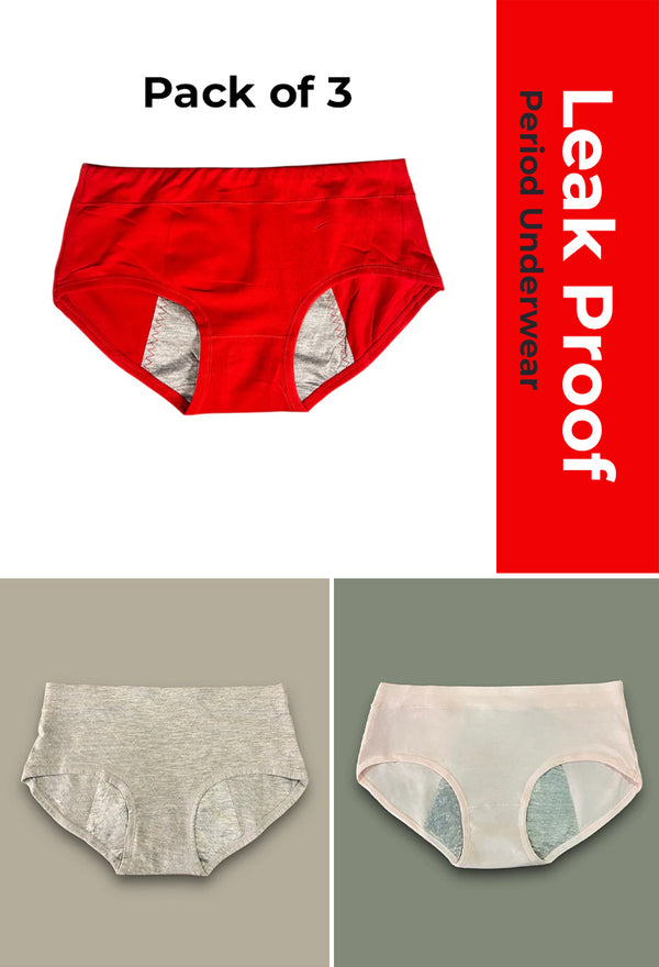 (Pack of 3) Leak Proof Double Layered Period Underwear