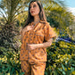 Premium Pima Cotton Button-Down Printed Shirt & PJ Set - Blue