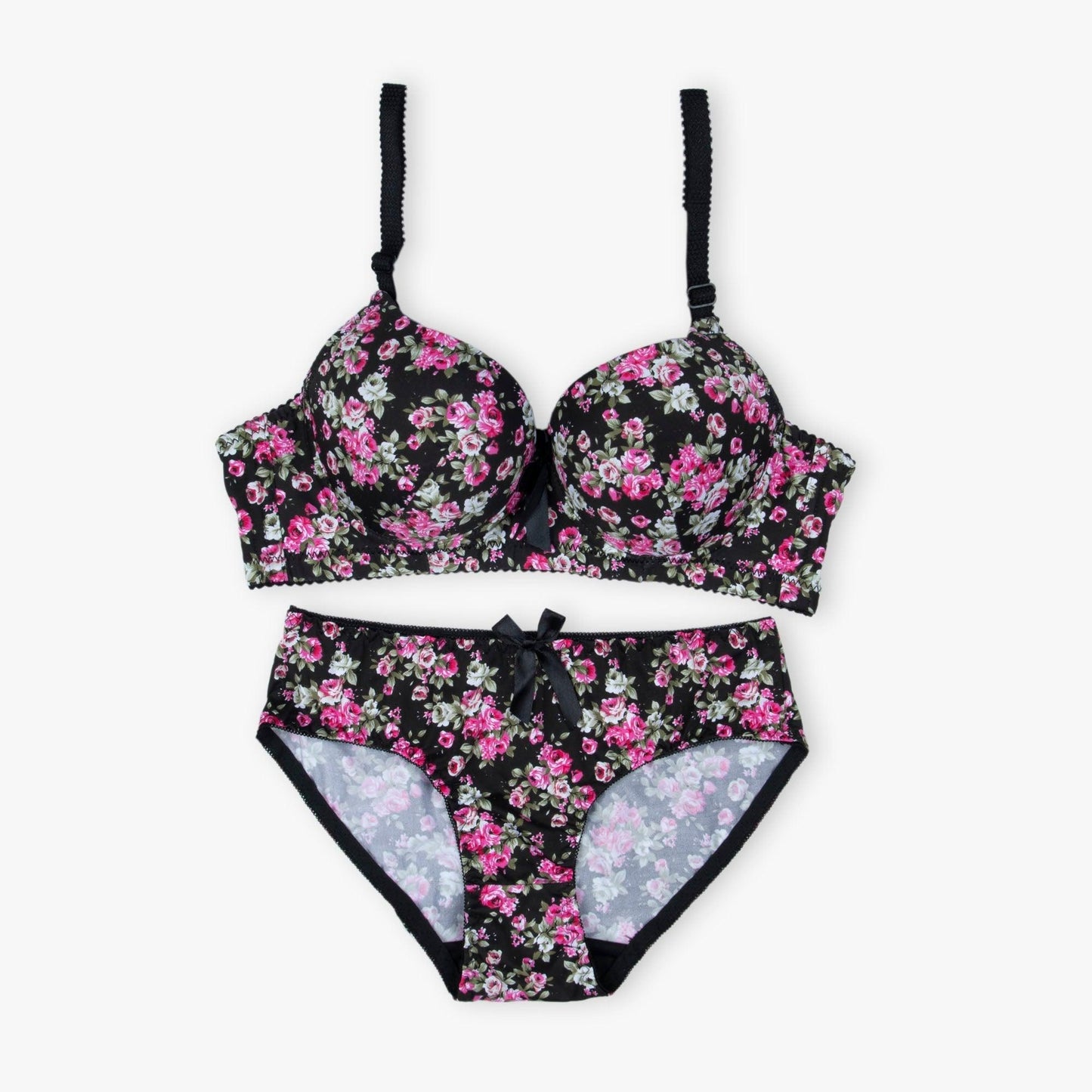 Pack Of 2 (Pink & Black) - Floral Padded Set