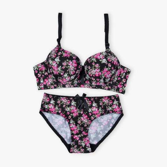 Pack Of 2 (Pink & Black) - Floral Padded Set