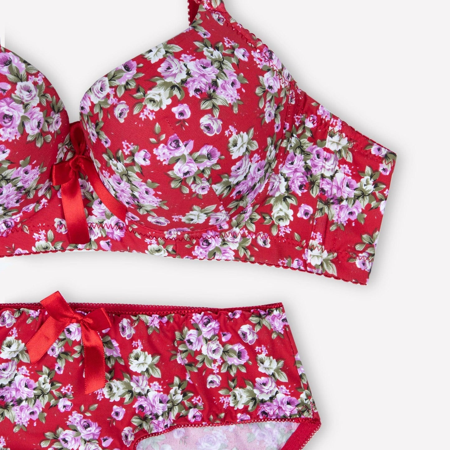 Pack Of 3 (Pink+Red+Blue) - Floral Padded Set