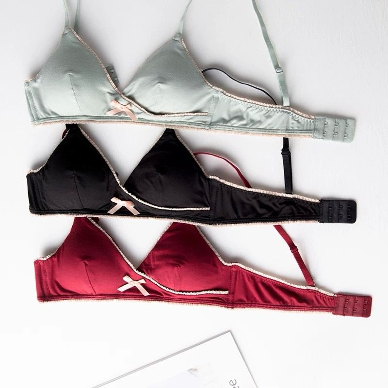 Red Stylish Low Cut Cotton Bra with Light Removeable Pads