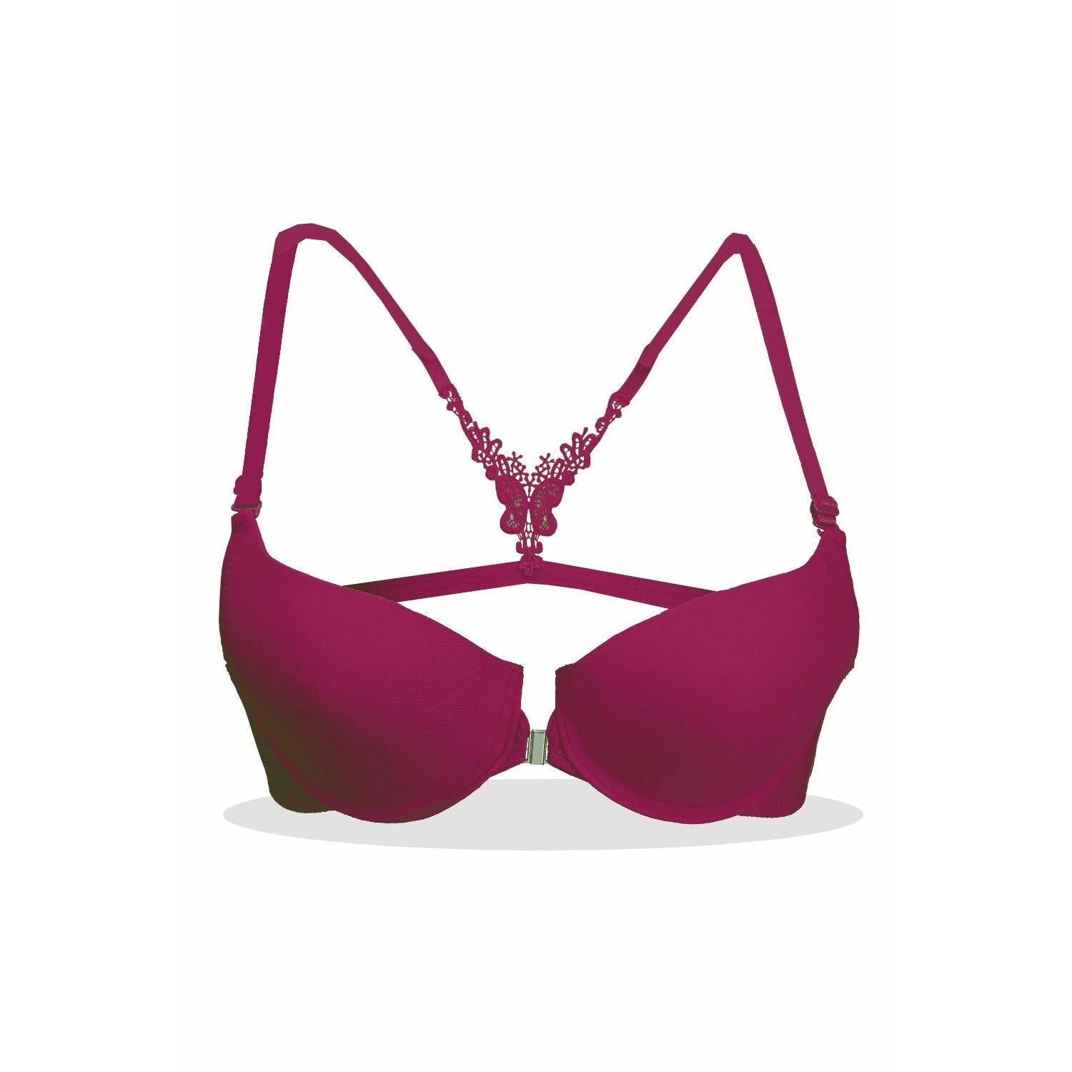 White Venessa Front-Open Bra - Espicopink