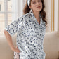 5 pcs Luxury Loungewear -White Petals (Shirt+Trouser+Hair Band+Eye Masks+Pony)