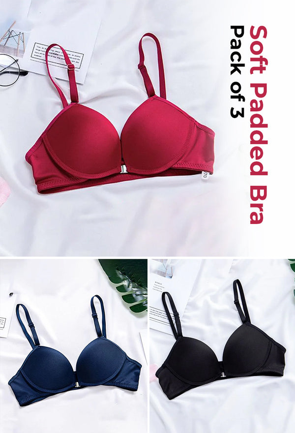 (Pack of 3) Front Open - Soft Padded Bra