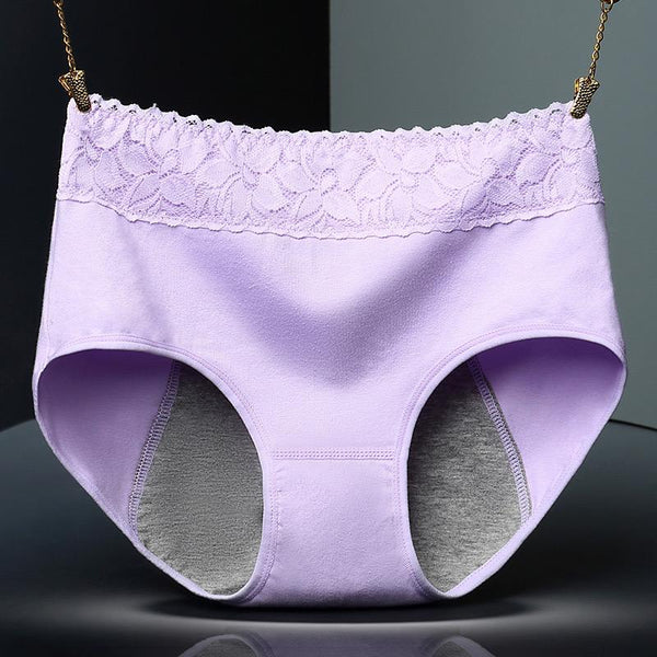 Super Soft Cotton High Waist Leak Proof Period Panties-Purple