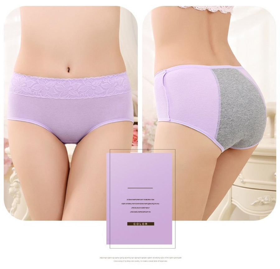 Super Soft Cotton High Waist Leak Proof Period Panties - Black