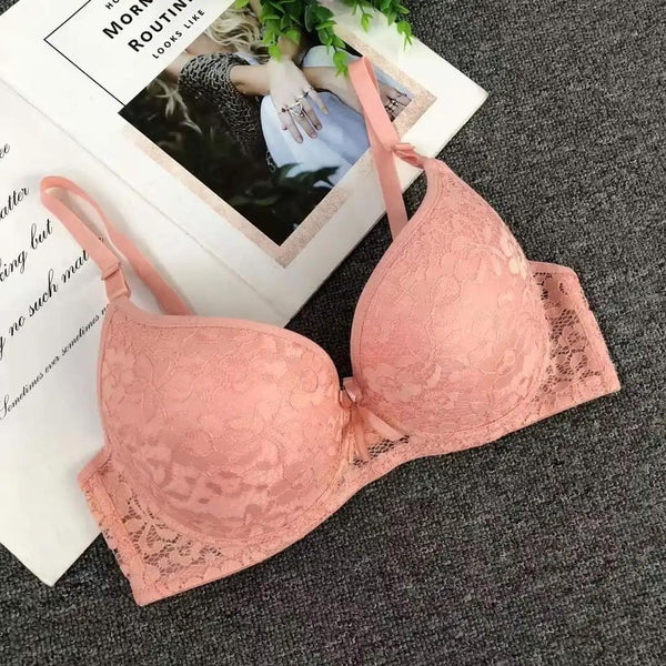 Peach Lacy Padded T-Shirt Bra - Wired / Non-WIred