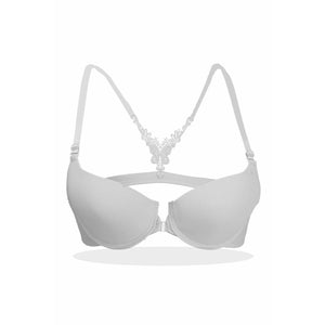 White Venessa Front-Open Bra - Espicopink