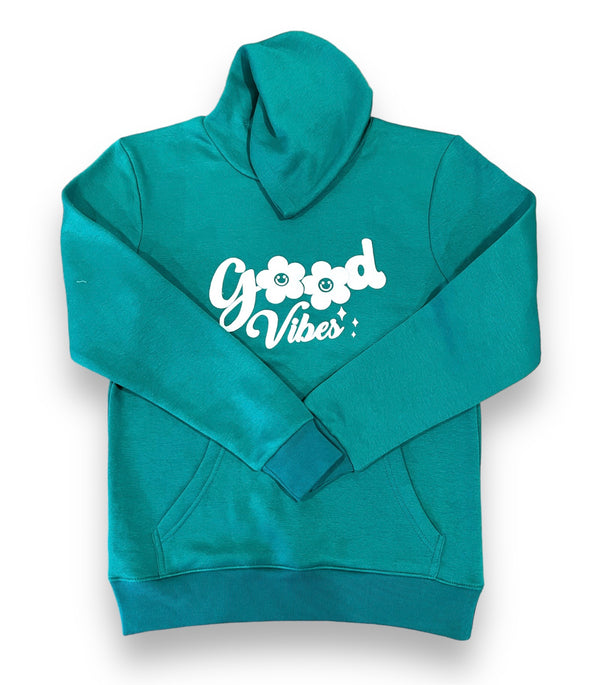 Dark Green Good Vibes Hoodie For Her