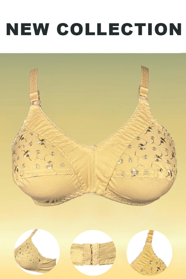 Skin Breatheable Cotton Bra with Half Cup Embroidery