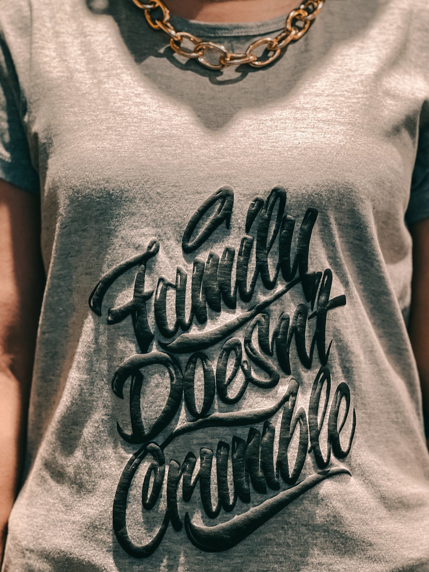 Short Sleeve Embosed T-shirts - Family Doesn't Crumble