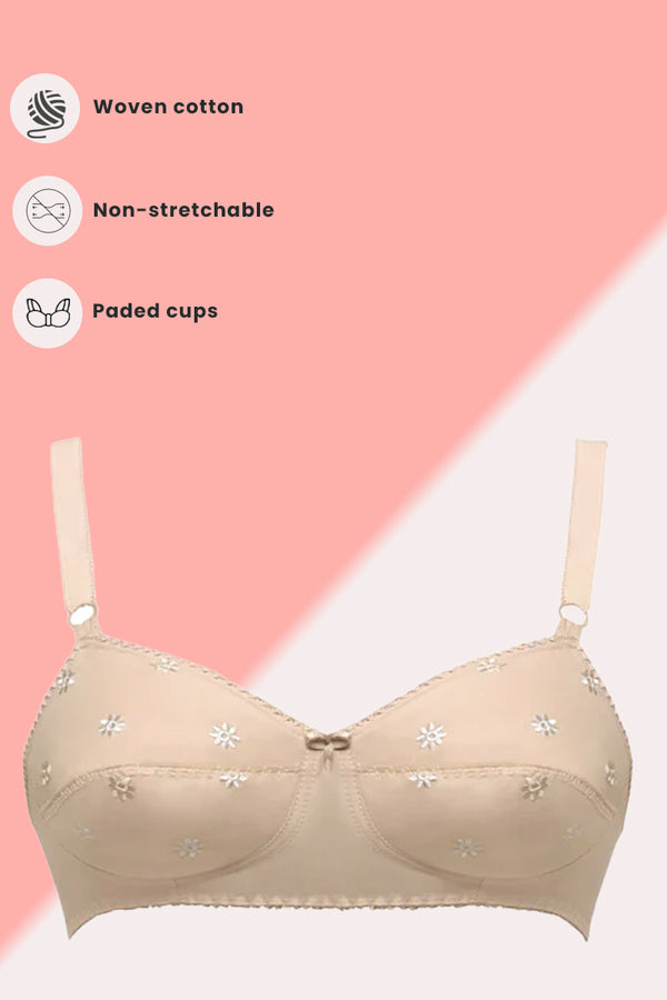 lavender - Cotton Padded Non Wired Full Coverage Bra