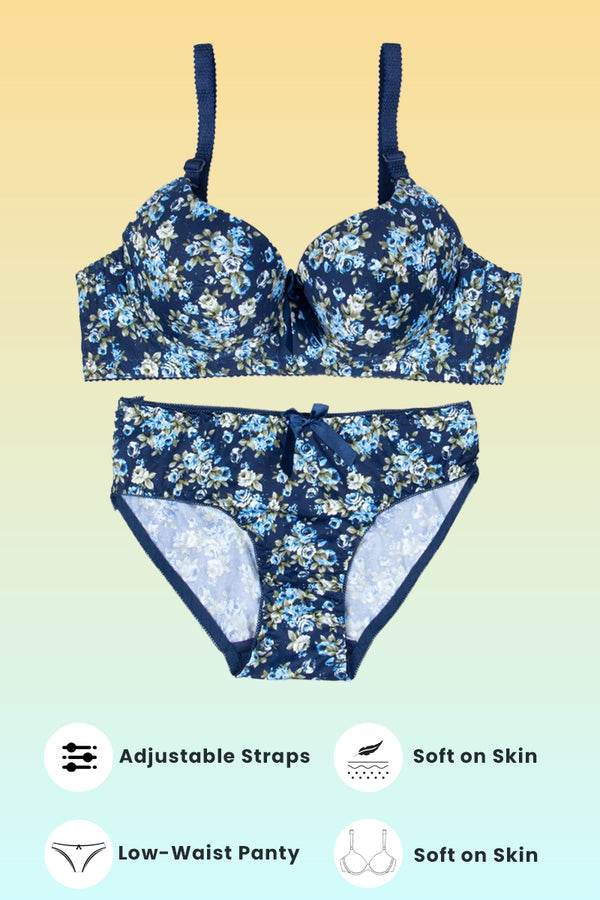 Blue Floral Padded Set