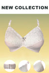 Beige Luxury Non Padded Knitted Cotton Bra with Soft Mesh