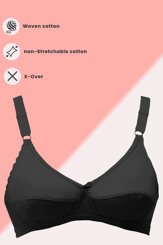 Violet - Knitted Cross Over Cotton Bra Non Padded Wirefree Bra