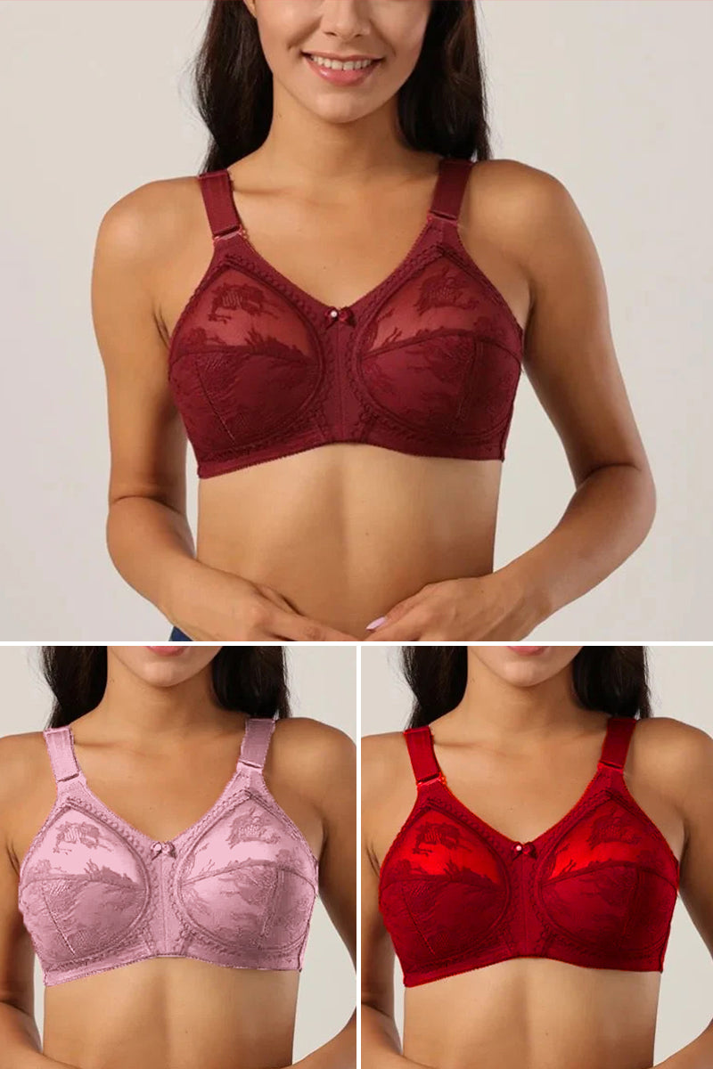 (Pack of 3) Doreen Bra - Cotton Full Coverage Non-Padded Wirefree Bra