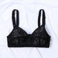 Black Nylon Cross Non Padded Lacy Bra - Espicopink