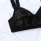 Black Nylon Cross Non Padded Lacy Bra - Espicopink