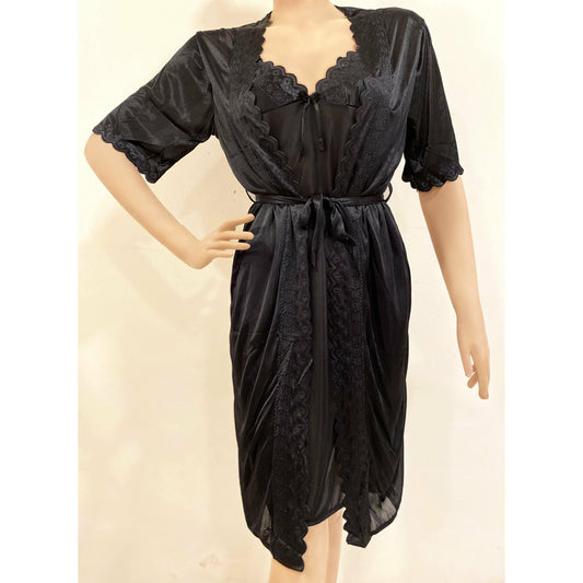 Black - Blazing Silk Nightwear (Slip & Gown) - Espicopink