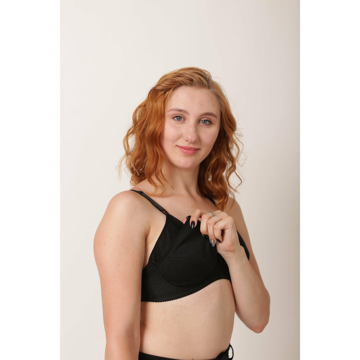 Black Mimosa - Comfiest Open Cups With Clip Nursing / Maternity Bra - Espicopink