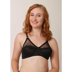 Lilac - Half Cup Embroidered Mesh Wirefree Non-Padded Bra - Espicopink