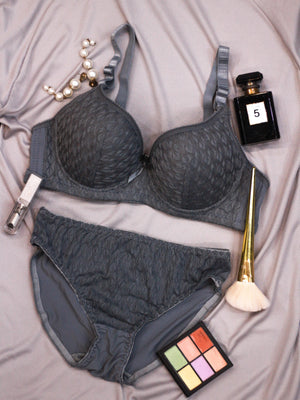 Grey Zephyr Padded Bra and Panty Set - Espicopink