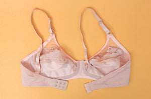 Black Saffron - Non Padded Embroidered Mesh Bra - Espicopink