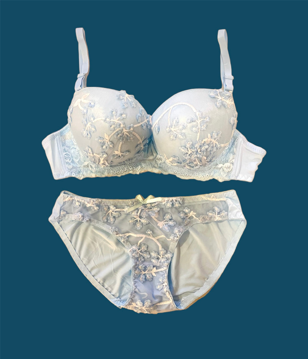 Ice Blue Wedding Padded Bra and Panty Set