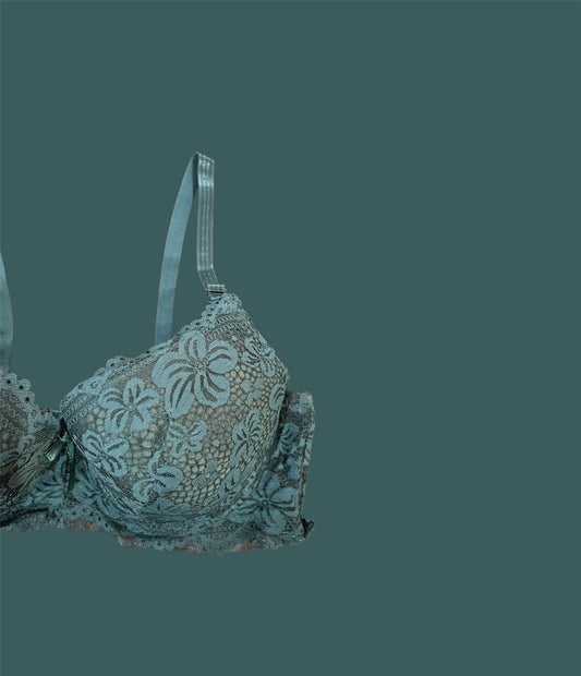 Green Floral Lacy Padded Bra