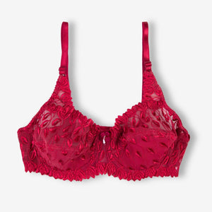 ladies Zinnia - Floral Mesh Low Cut Wired / Non-Wired Full Cup Firm Hold Bra - Espicopink
