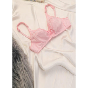 Lily - Softest Low Cut Floral Embroidered Cotton Bra - Espicopink