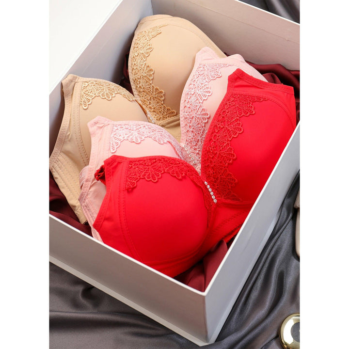 Buy Pink Privet - Full Cup Crease Free Embroidered Padded Bra in Pakistan