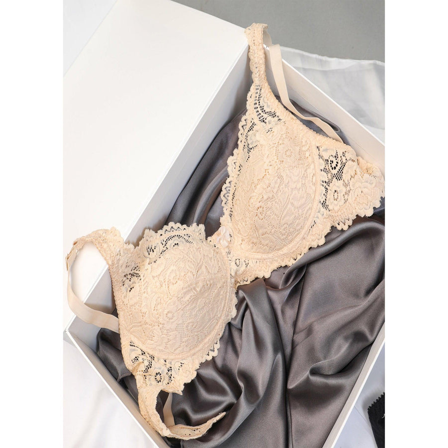 Blue Broom - Wired / Non-Wired Light Padded European Lace Bra