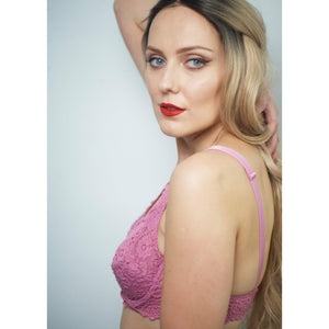 Broom Tea-Pink Wired / Non-Wired Light Padded European Lace Bra - Espicopink